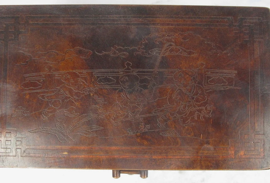  Chinois Folk Classique Bronze Lotus de Bon Augure Boîte Tête de Lion Bijoux Boîte un 0518