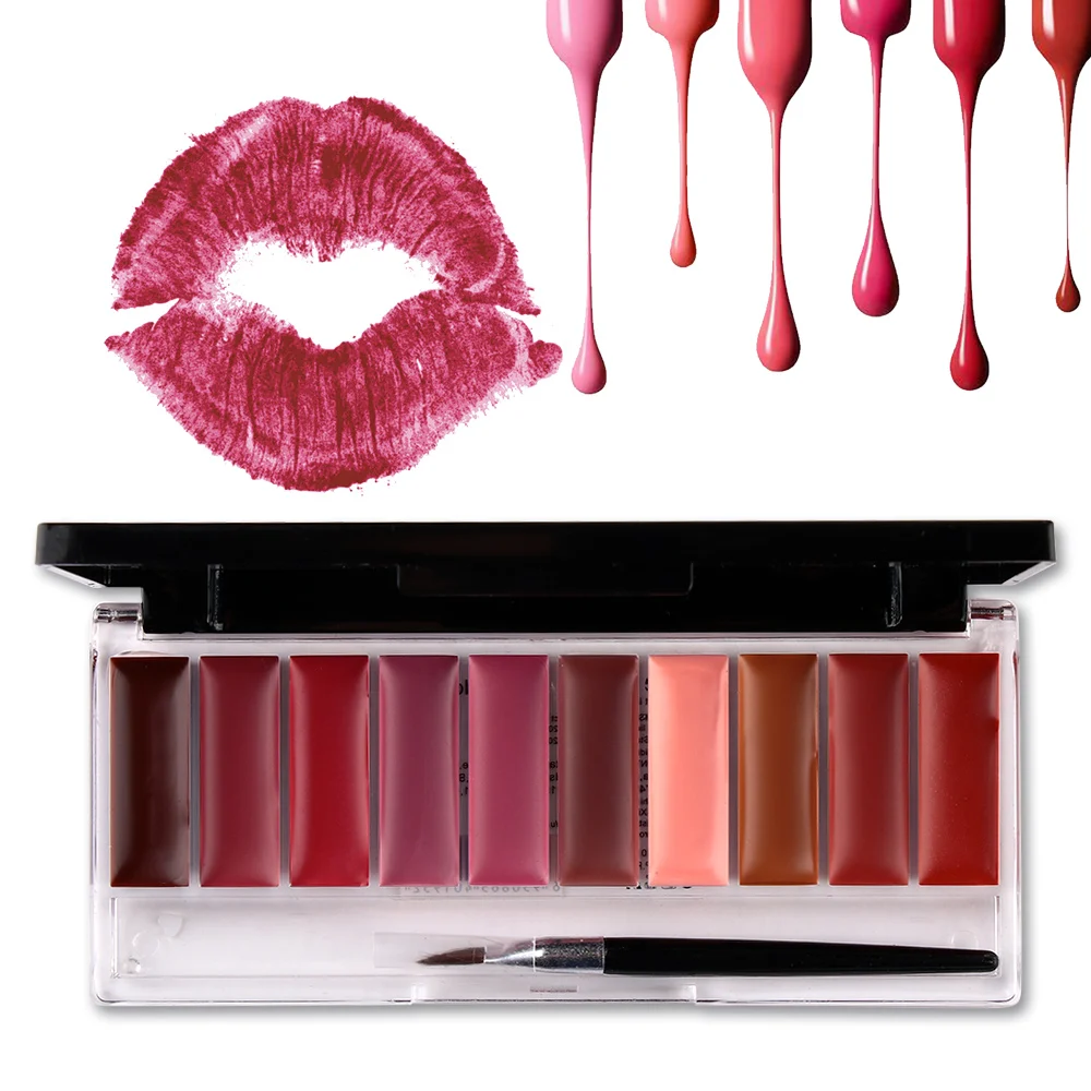 

10Pcs Waterproof Matte Lip Gloss Palette Long-lasting Velvet Lipstick Lip Care Stick Tint Makeup Cosmetic Tools 10 Colors