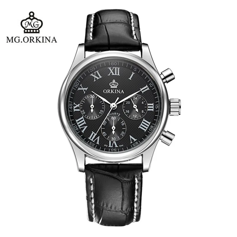 2016 Real Man Watch Blackcat Stainless Steel Orkina Brand Watches Leather Strap Quartz Fashion Table 30