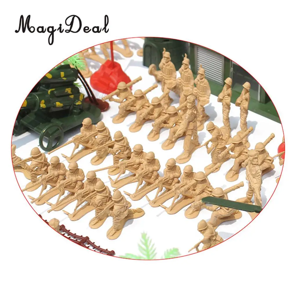 188 Pieces Army Men Playset 5cm Soldier Action Figures with Tanks Planes Flags&More Assorted Accessories Boys Kids Toys Gift