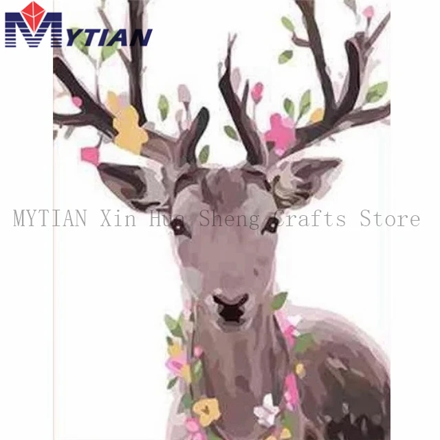 18092036 Winter Deer In Flowers 5D Diamond Painting MYTIAN DIY Diamond Embroidery Full Squate Round Drill Mosaic Rhinestone Wall Sticker