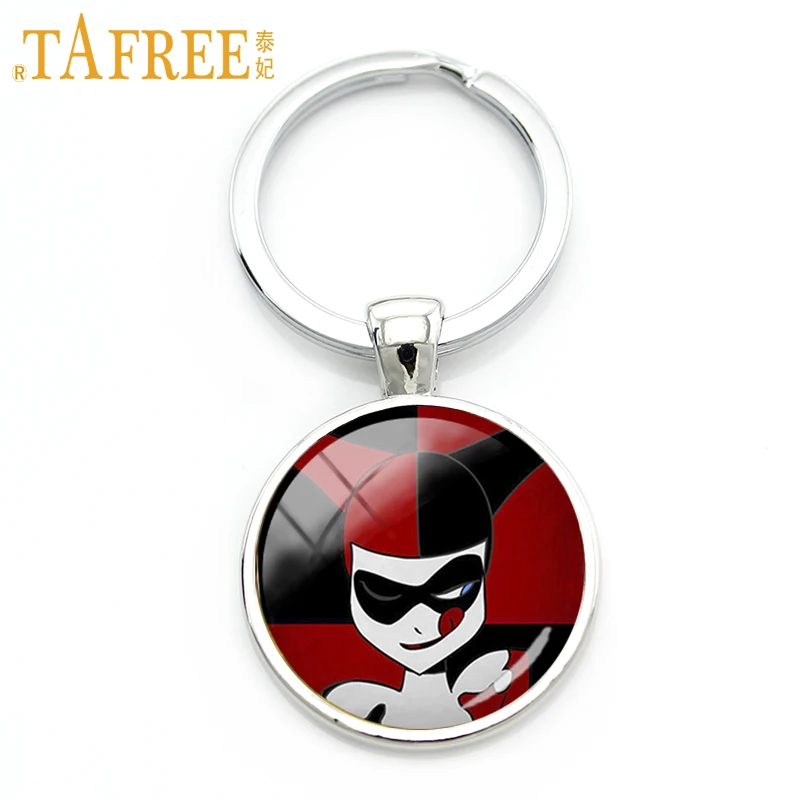 

TAFREE Joker keychain a witty man with a sense of fun art picture glass Gem cabochon for women men 2017 new fashion jewelry A401