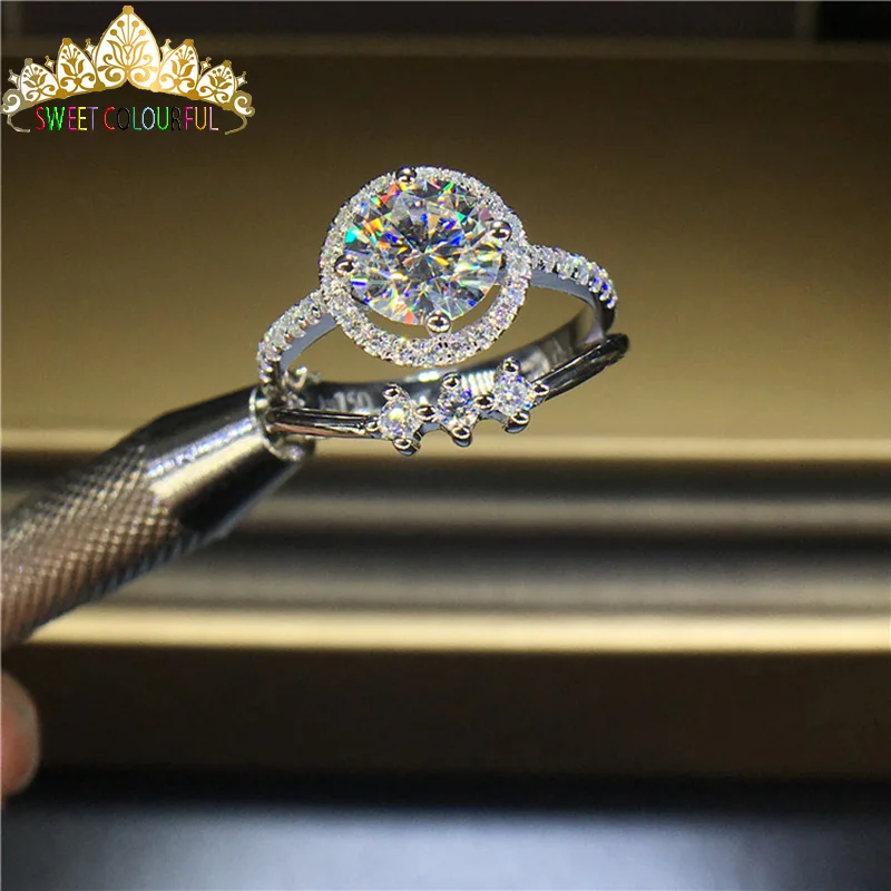 18K 750Au золото Moissanite АЛМАЗНОЕ КОЛЬЦО D Цвет VVS с национальным сертификатом MO-00105