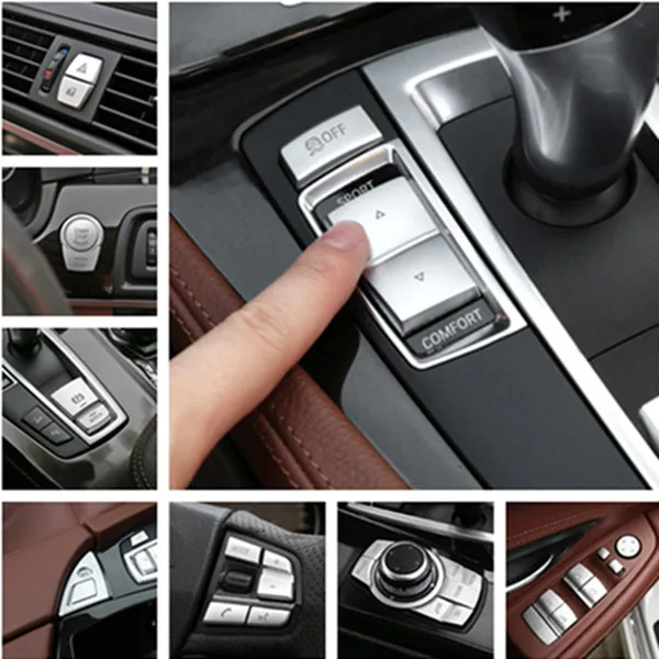 

CNORICARC Chrome ABS Car interior Buttons Sequins Decoration Cover Trim Decals for BMW 5 series f10 f18 520 525 528 530 2011-17