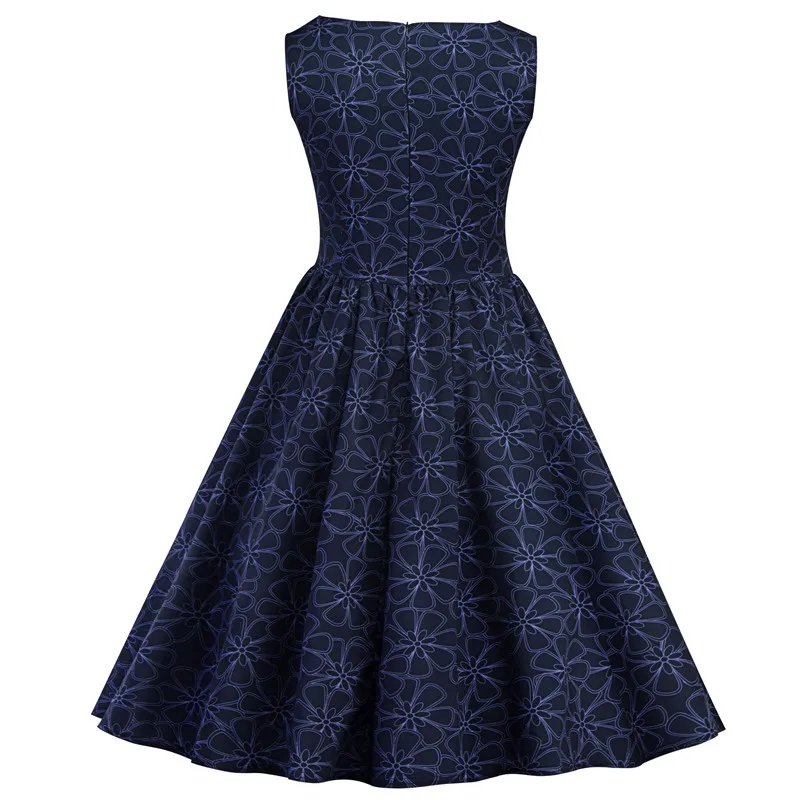 

New Arrive Fashion women new party tank dress printing sleeveless O collar Slim Big swing Commuter Career dress