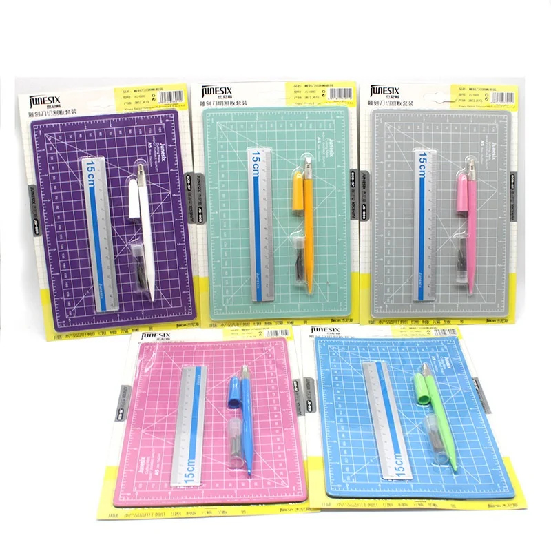 

A5 PVC Manual Cutting Mat Ruler Engraving Knife Set Home DIY Crafts Paper Patchwork Tool Cut Board Pad Double-sided Self-healing