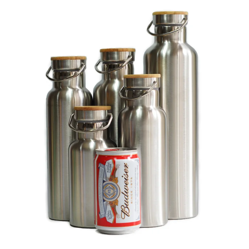 Goedkoop Rvs Thermos Dubbelwandige Vacu uuml;m Ge iuml;soleerde Water Flessen Fles Mok Cup Tumbler met Bamboe Cap Bpa vrij