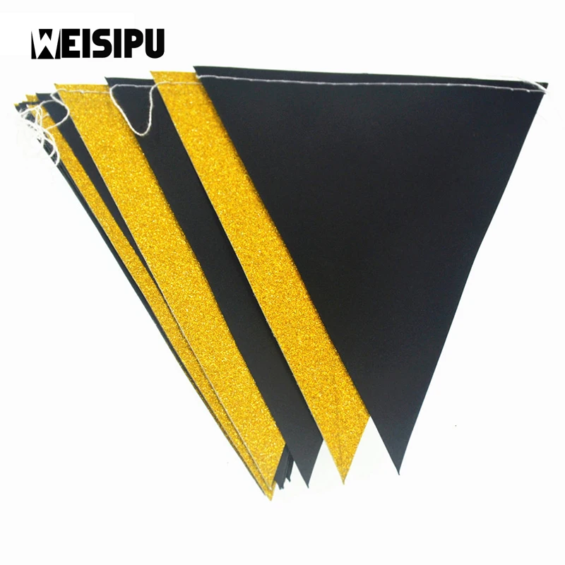 3M 15 Flags Glitter Bunting Banner Pennant Garland Wedding Birthday Party Decor