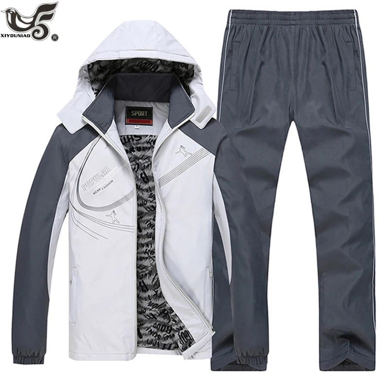 XIYOUNIAO спортивный костюм для мужчин зимние спортивные костюмы мужские наборы Утолщенный флис размера плюс L~ 6XL толстовки+ брюки спортивный костюм верхняя одежда с капюшоном