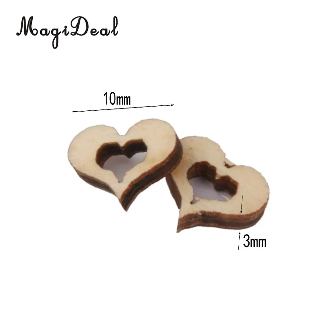 200pcs Rustic Wood Slices Wood Heart Embellishment Star Shapes Wedding Decoration Centerpieces Table Ornaments