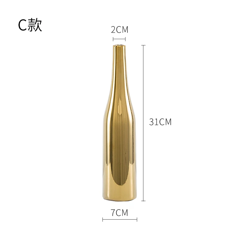Креативный стиль керамические золотистые ваза, домашний декор гостиной Цветочная композиция аксессуары Керамика цветок современный - Цвет: C