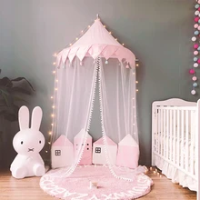 Принцесса Девочка игровой домик детская кровать навес с москитной сеткой висячая Игровая палатка для чтения угол-L-розовый