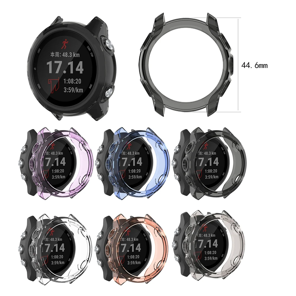 

For Garmin Forerunner 245M / 245 TPU Watch Case Bracelet Protective Cover Shell Replacement Shockproof Clear Smart Watch Case