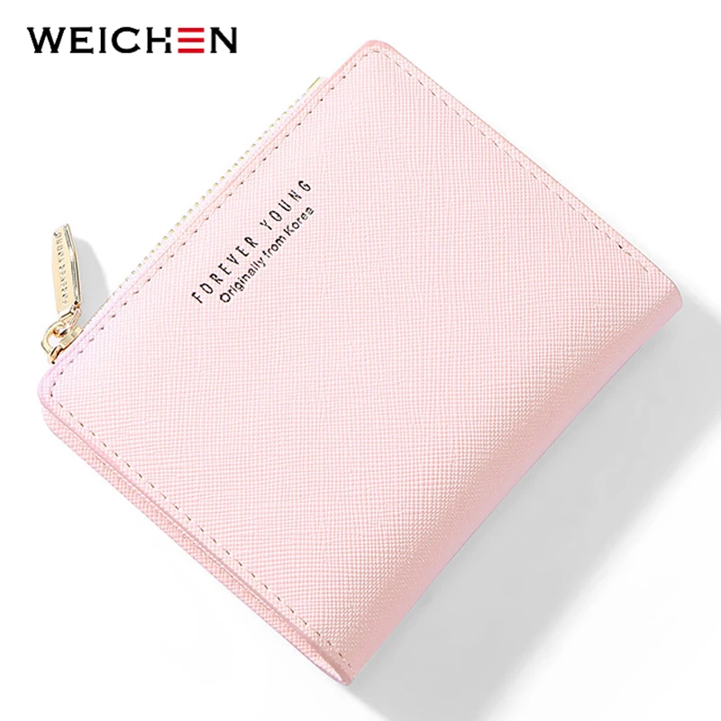 Weichen النساء محفظة صغيرة سستة الإناث محفظة نسائية للعملات المعدنية بو الجلود البسيطة محفظة للسيدات أبد يونغ فتاة محفظة حاملي بطاقات