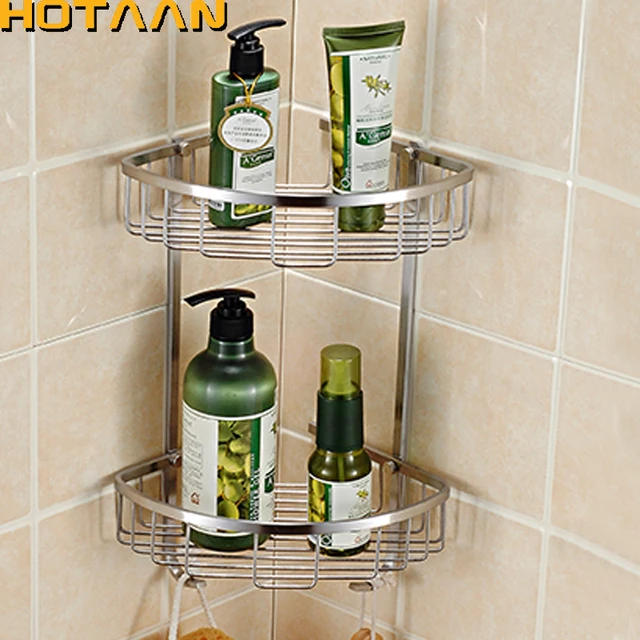 Wand Montiert Dual Tier 304 Edelstahl Dreieckige Dusche Caddy Regal ... Wand Montiert Dual Tier 304 Edelstahl Dreieckige Dusche Caddy Regal ...