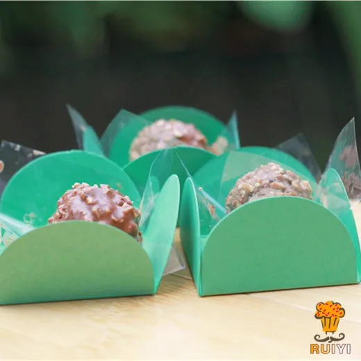 

100pcs Petal Green cake wappers birthday party decorations kids party supplies chocolate candybar forminhas para doces AW-0514