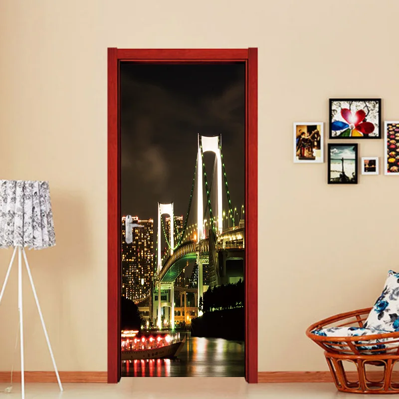 77x200 см красивый пейзаж наклейка на дверь домашний Декор 3D самоклеющиеся водонепроницаемые обои для спальни наклейка-фреска для комнаты