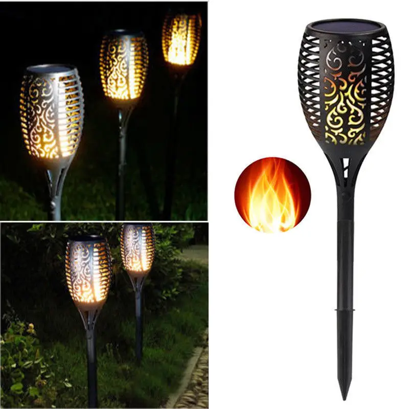 Solar powered LED Flame Lamp Waterproof 96LEDs Lawn Flame Flickering Torch Light Outdoor Solar