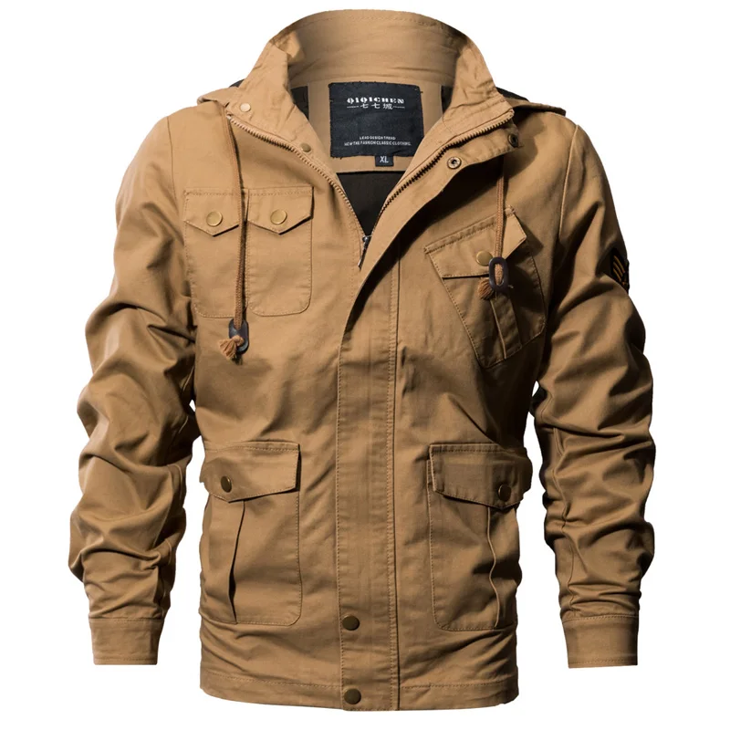 Мужские куртки-бомберы в стиле милитари на весну и осень, тактическая куртка, ветровки, куртка в стиле армейских ВВС, теплая куртка с капюшоном, пальто