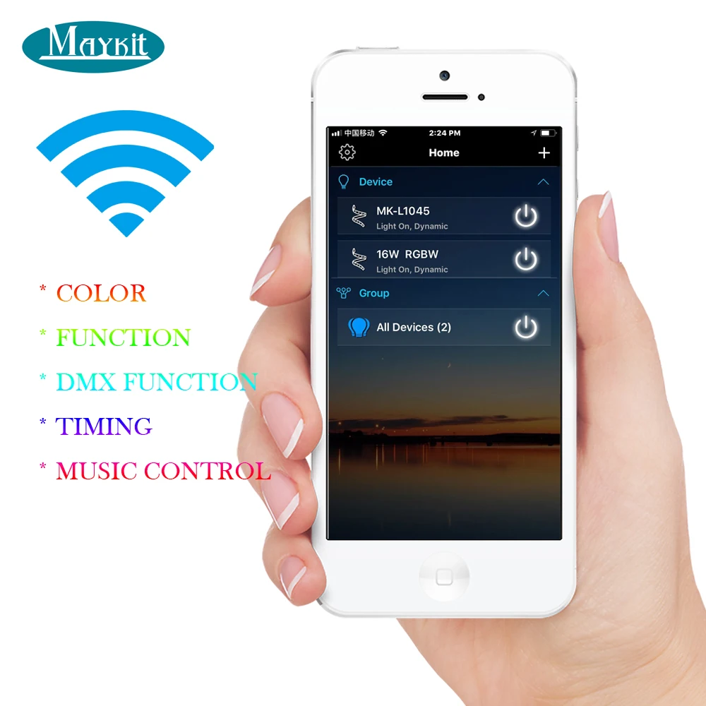 Maykit 45W WiFi Control smartphone APP RGB LED Fiber Optic Light with 1100 strand optical fiber at 