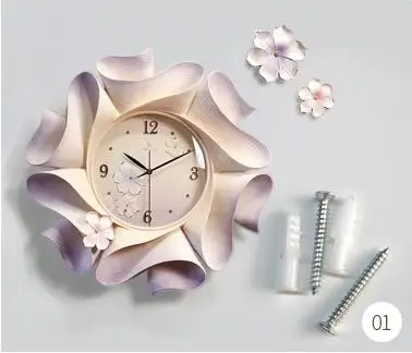 Living room wall clock, creative fashion embossed flower wall clock, beautiful clocks, home decoration products