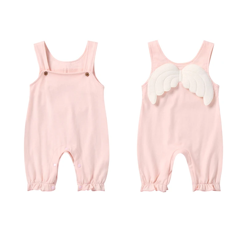 

Focusnorm Newborn Toddler Baby Boy Girl White Wings Solid Sleeveless Outfit Costume Romper Clothes