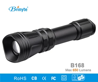 

Brinyte B168 Led Hunting Flashlight Zoomable Light Zoom In & Flood Lamp 600lm Tactical Lantern LED Red/ Green/ Blue Light