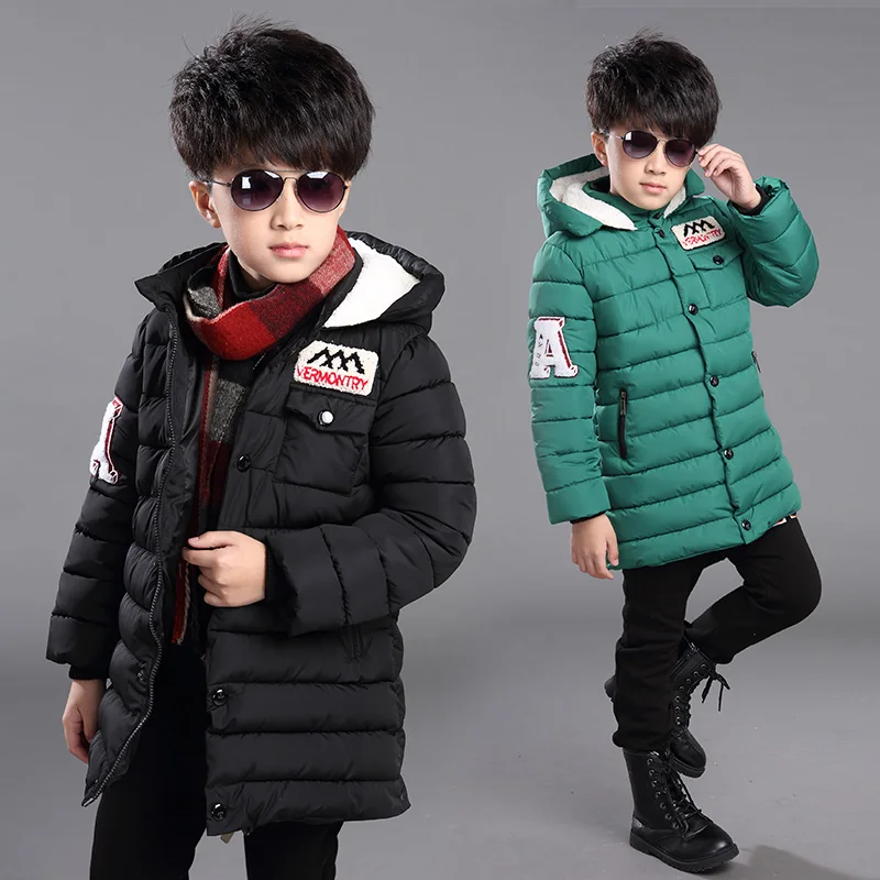 

FYH Winter Kids Clothing Boys Hooded Down Jacket Children Winter Jackets Teenager Kids Warm Thicken Coat Boys Cotton Padded Coat