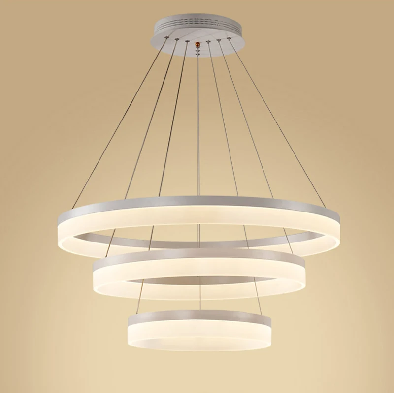Современный светодиодный акриловый круглый светодиодный светильник белого цвета для фойе, столовой, люстры cerchio anello, подвесной светильник