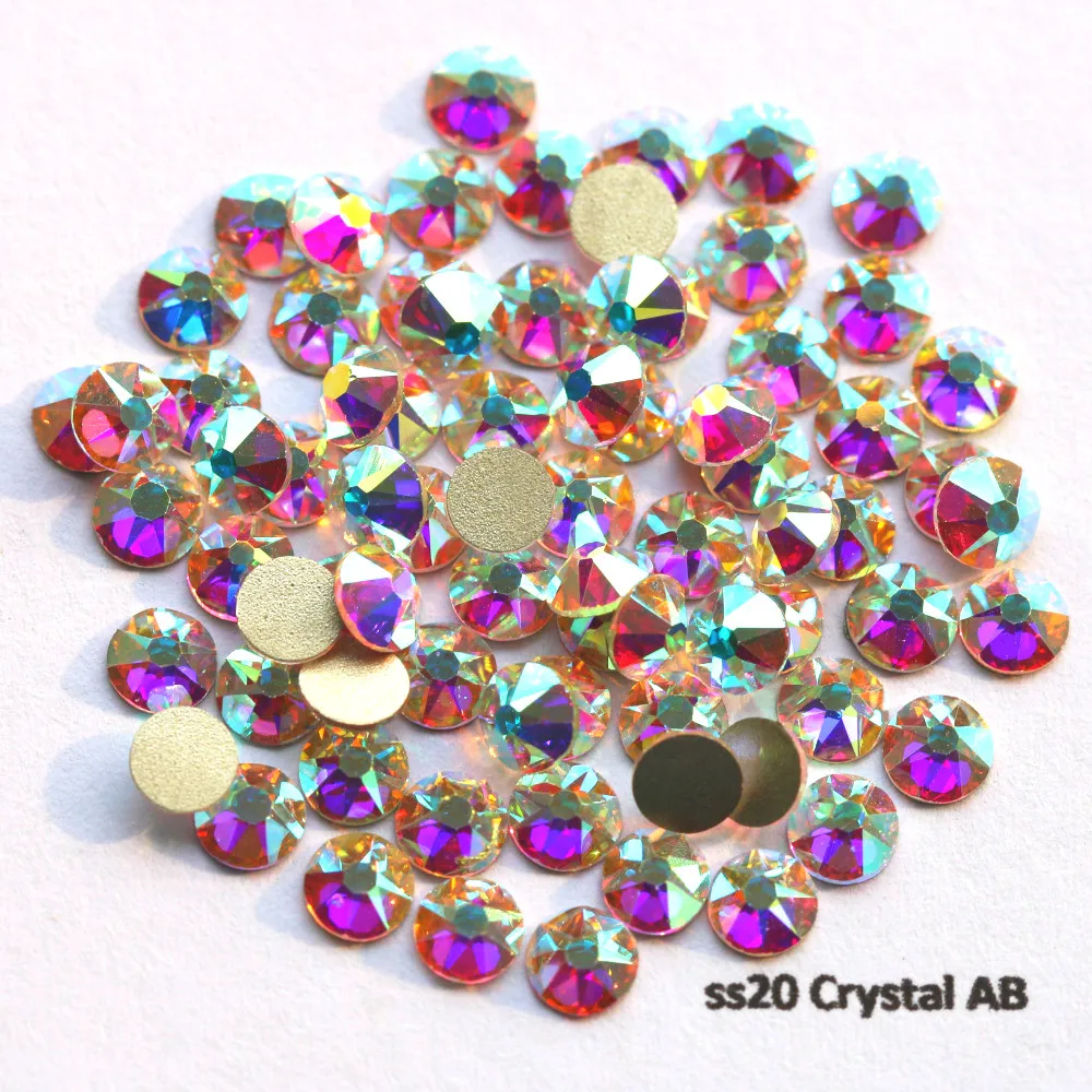 

1440pcs/Lot AAA Quality New Facted (8 Big + 8 Small) Ss16 (3.8-4.0mm) Crystal AB Nail Art Glue on Non Hotfix Rhinestones