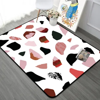 

Modern Geometric Rug Living Room Carpet Home Decor Marble Pattern Anti-Slip Rugs Thicken Rectangle Bedroom Rug Bed Side Floormat
