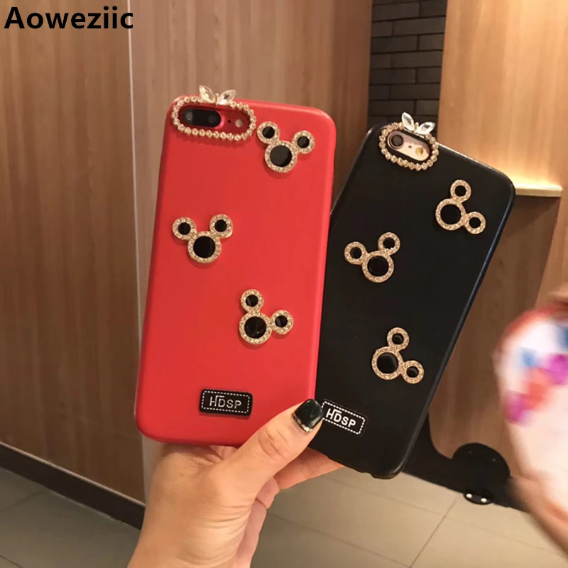 

Aoweziic Hot Luxurious diamond 7Plus shell shell 6S cartoon soft shell For iphone 8plus silicone package sheepskin X XS MAX XR