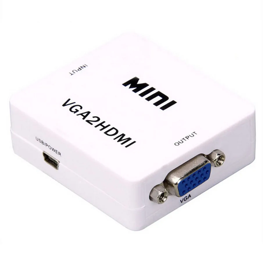 

High Quality VGA to HDMI Converter VGA2HDMI Adapter with Audio / Power Interface for Computer to Monitor Projector HDTV Display