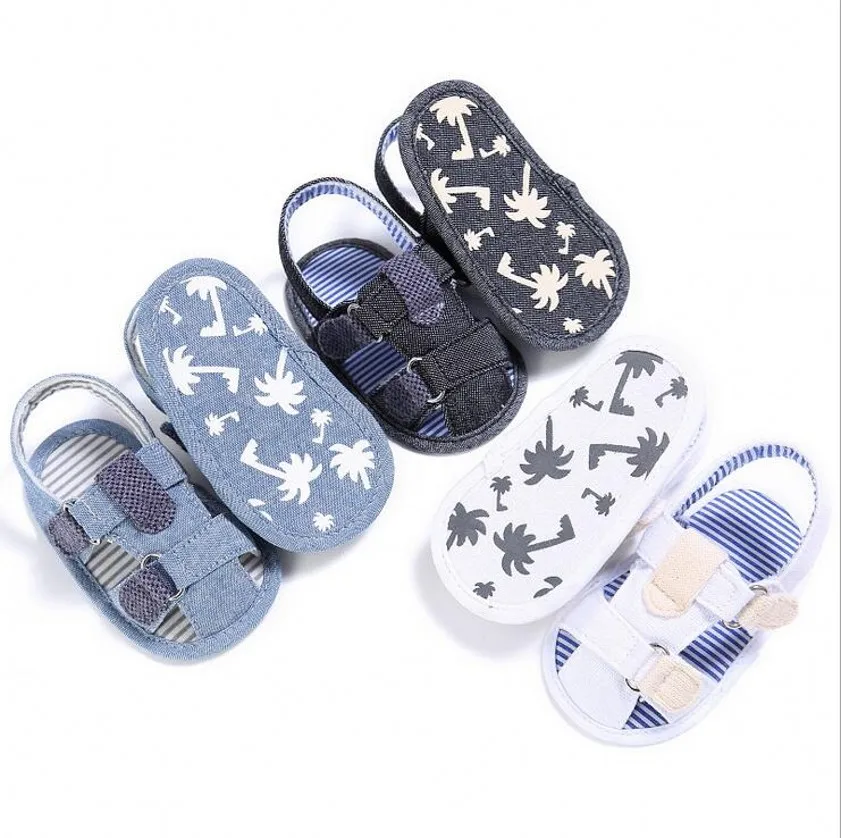 

2019 Summer Baby Boys Handsome Pram Shoes New Fashion Beach Casual Indoor Flip Flop Soft Soled Crib Babe First Walkers 0-18M