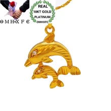 OMHXFC Европейская мода женщина вечерние день рождения свадьба подарок мать ребенок дельфины 18KT золотой кулон из белого золота Шарм EP09