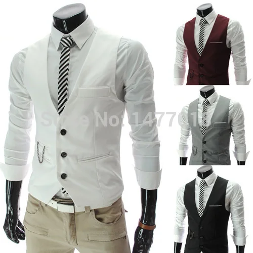 2018 New Arrival Dress Vests For Men Slim Fit Mens Suit Vest Male Waistcoat Gilet Homme Casual Sleeveless Formal Business Jacket