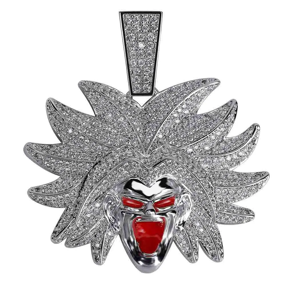 TOPGRILLZ Dragon Ball Broly ожерелье с кулоном из Кубического циркония в стиле хип-хоп золотого и серебряного цвета для мужчин и женщин очаровательные ювелирные изделия на цепочке - Окраска металла: New-Silver