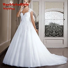 BacklackGirls Wedding 2017 Custom made Simple Stain Wedding Gown Sheer Top and Three Quarters Sleeve A-Line Wedding Dresses
