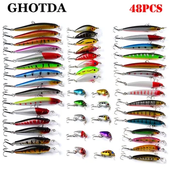 

48Pcs Fishing Lures Set Mixed Minnow Crank Hard Lurebait Kit Fishing Gear
