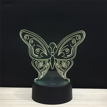 

LED Butterfly love elf 3D Night light 16 colors USB Button Acrylic optic lights decor Nights lamps kids gifts for baby child ELF