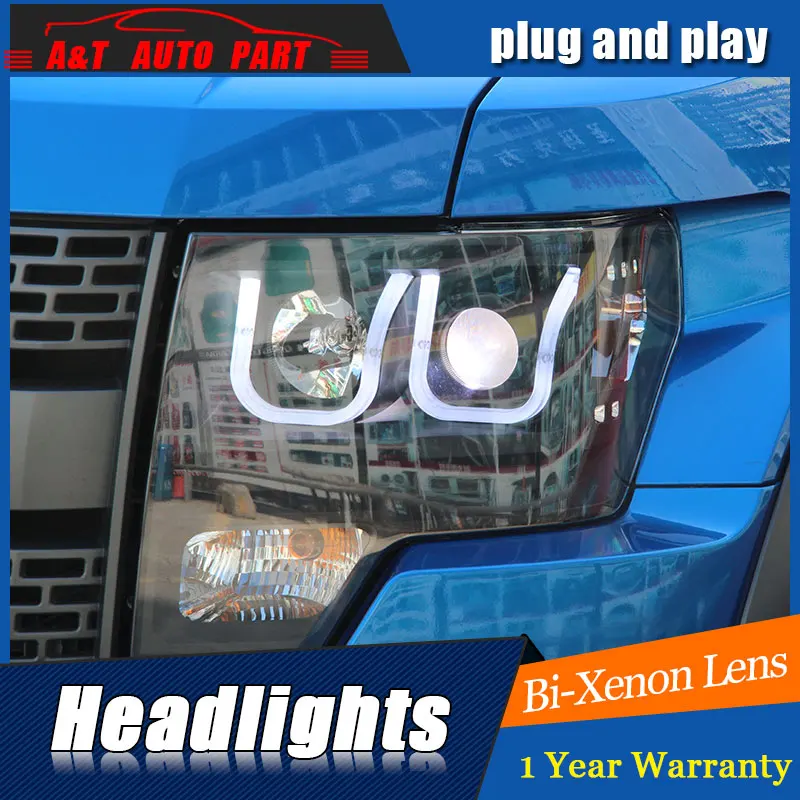 Perfect new front light car styling for ford F150 headlights 2009-2014 bi xenon lens led high beam H7 xenon head lamps For F150 led drl 4