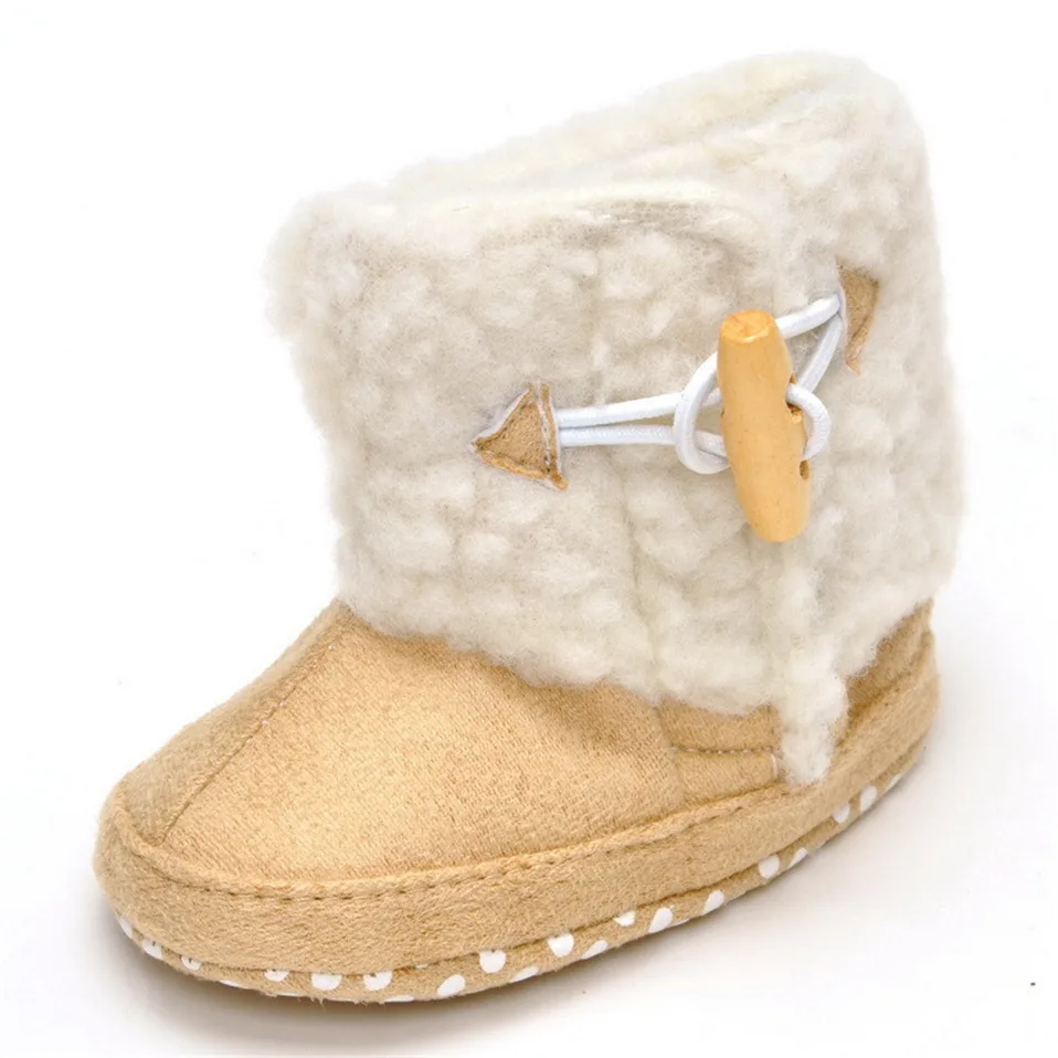 Милые зимние ботинки с помпонами модные мокасины с мягкой подошвой для малышей теплые ботинки для малышей Нескользящие ботинки для маленьких девочек