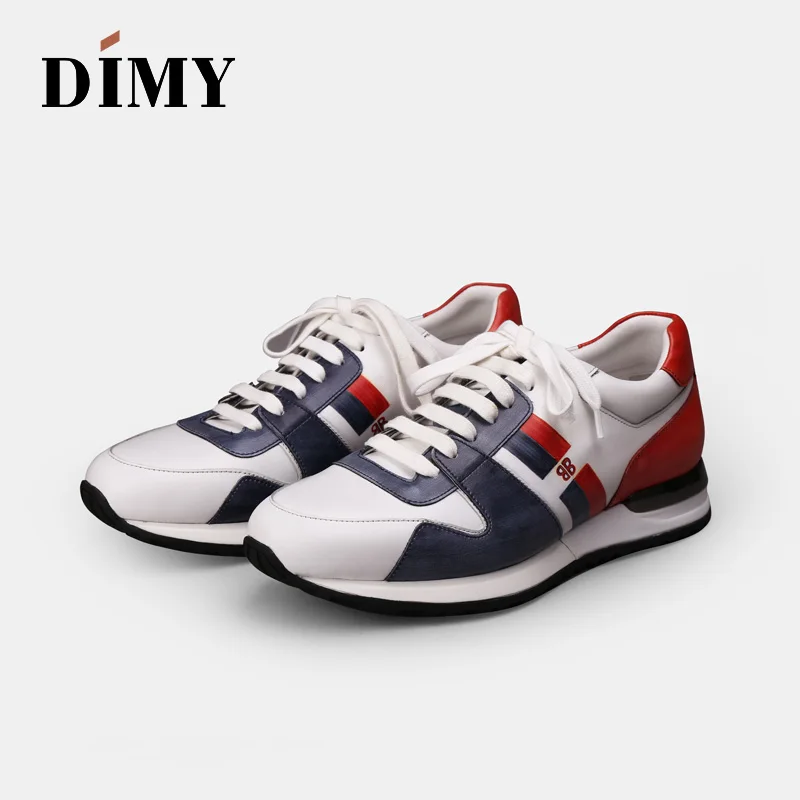 

DIMY 2019 men's leather genuine shoes sneakers men's tide sports shoes men's summer breathable running shoes