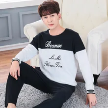 Пижамные комплекты размера плюс 5XL из хлопка для мужчин Весенняя пижама с длинным рукавом мягкая удобная одежда для сна Домашняя одежда для отдыха