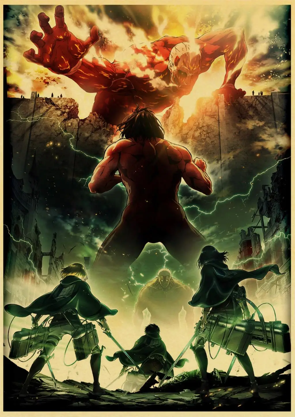 Anime Attack On Titan Characters Poster Wall Scroll Home Decor Japanese Fans