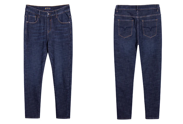 Пионерский лагерь новые зимние теплые флисовые джинсы брендовая одежда однотонные брюки мужские качественные толстые прямые джинсы брюки синие ANZ803173