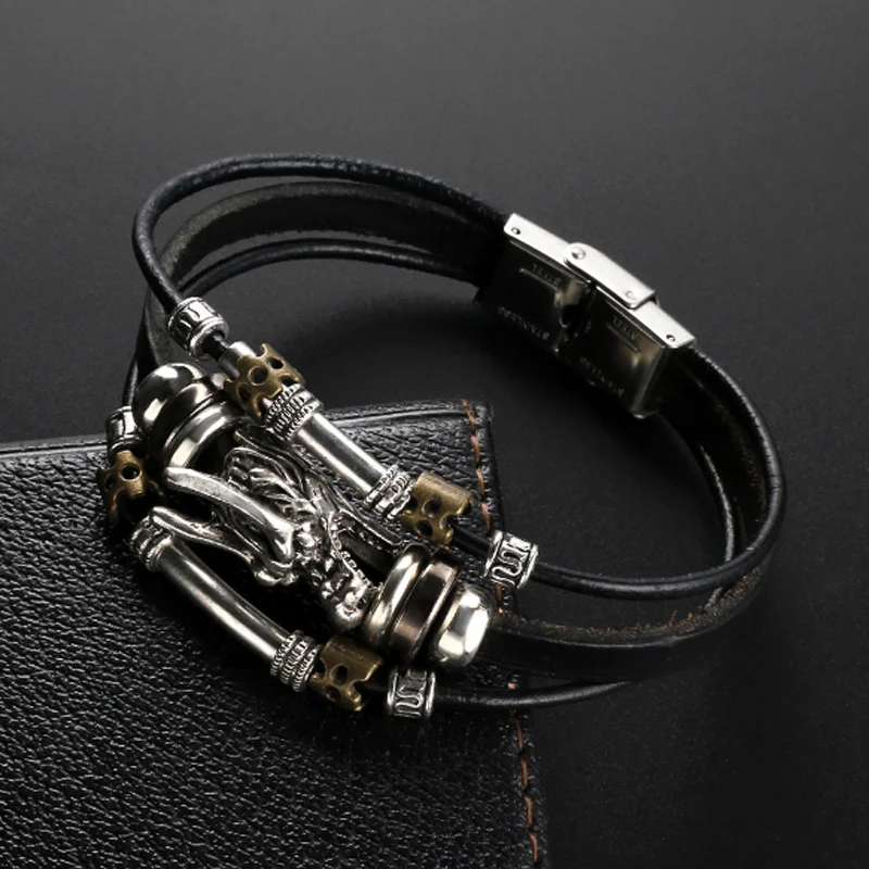 

Charms Leather Bracelet Classic Men Dragon Bracelet Vintage Bracelets & Bangles Fashion Jewelry Mens Gift