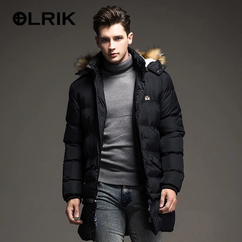 OLRIK Winter Brand New Men Down Jacket Coats Long Coats Dress Jackets