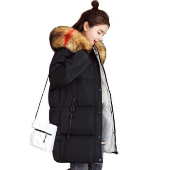 

Big Fur Collar Hooded Women Winter Jackets Breasted Buttons Oversize Female Jacket Coats Warm Outwear 2018 New Parkas LJ0825