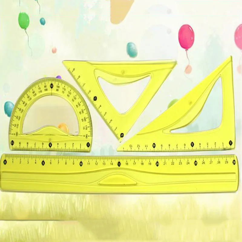 

Ruler four-piece protractor ruler 30cm drawing set ruler student drawing stationery set ruler